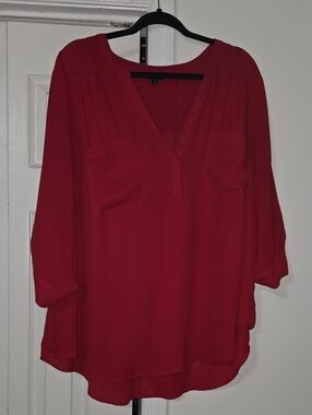 torrid Harper Deep Red V-Neck Tunic Blouse